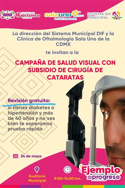 Campaña de salud visual con subsidio de cirugia de cataratas