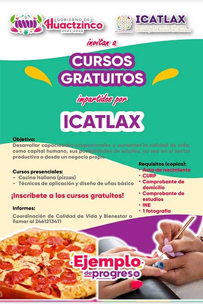 Coordinación de Calidad de Vida y Bienestar invita a cursos ICATLAX