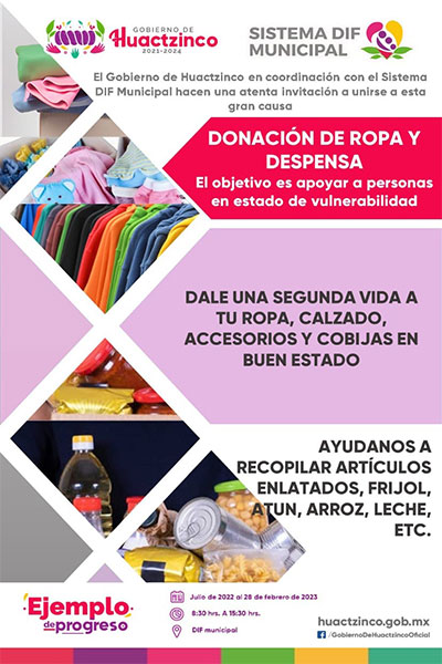 campaña donación de ropa y despensa