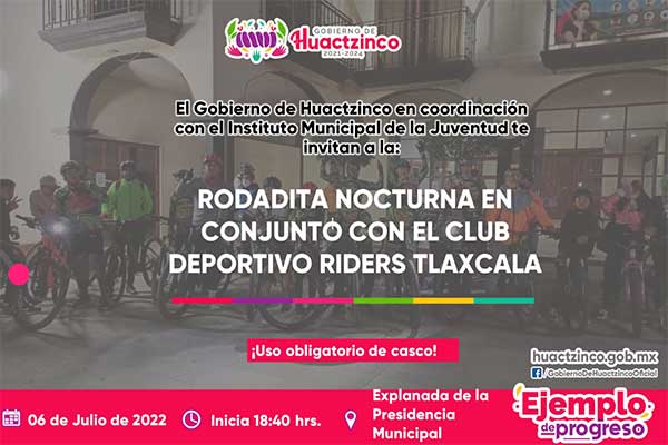 Rodadita nocturana en Huactzinco con el Club Deportivo Riders Tlaxcala