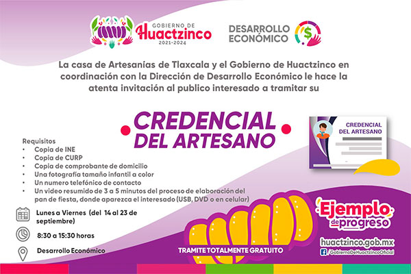 Tramita tu credencial del artesano en Huactzinco