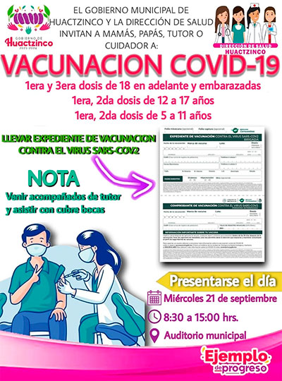 Campaña de Vacunación Covid-19 en Huactzinco