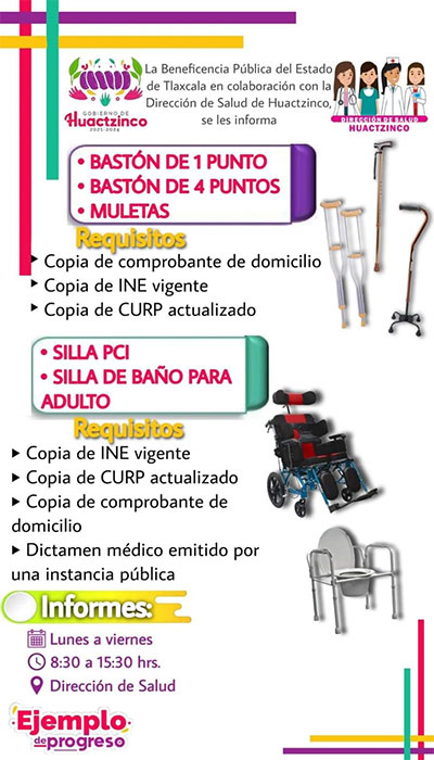 La Beneficencia Pública de Tlaxcala y la Dirección de salud de Huactzinco apoyando a personas con discapacidad