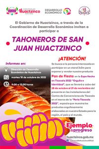 Invitación a tahoneros participar en la Feria Tlaxcala 2022