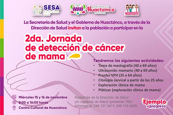 Segunda jornada de detección de cáncer de mama en Huactzinco