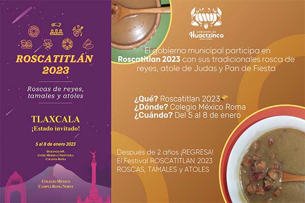 Roscatitlán 2023: Huactzinco participa en la sexta edición del festival de roscas de reyes, tamales y atole