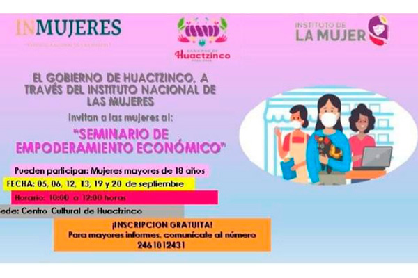 Se llevará a cabo seminario para Mujeres en Huactzinco