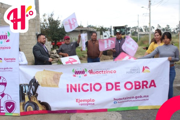 Inicio de construcción de calle Xalcuentla en el municipio de Huactzinco