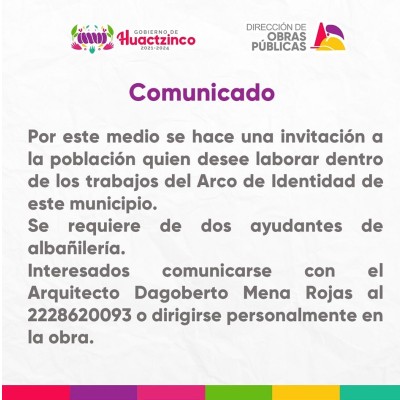 Avisos a la población del municipio de Huactzinco