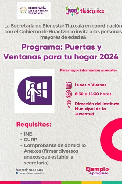 Programa puertas y ventanas para tu hogar 2024 en Huactzinco