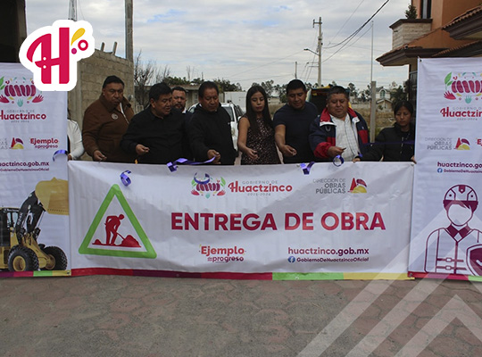Gobierno de Huactzinco entrega obra construcción de calle Xalcuentla
