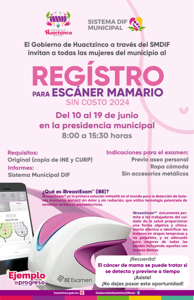 Campaña registro para detección de cancer de mama en Huactzinco